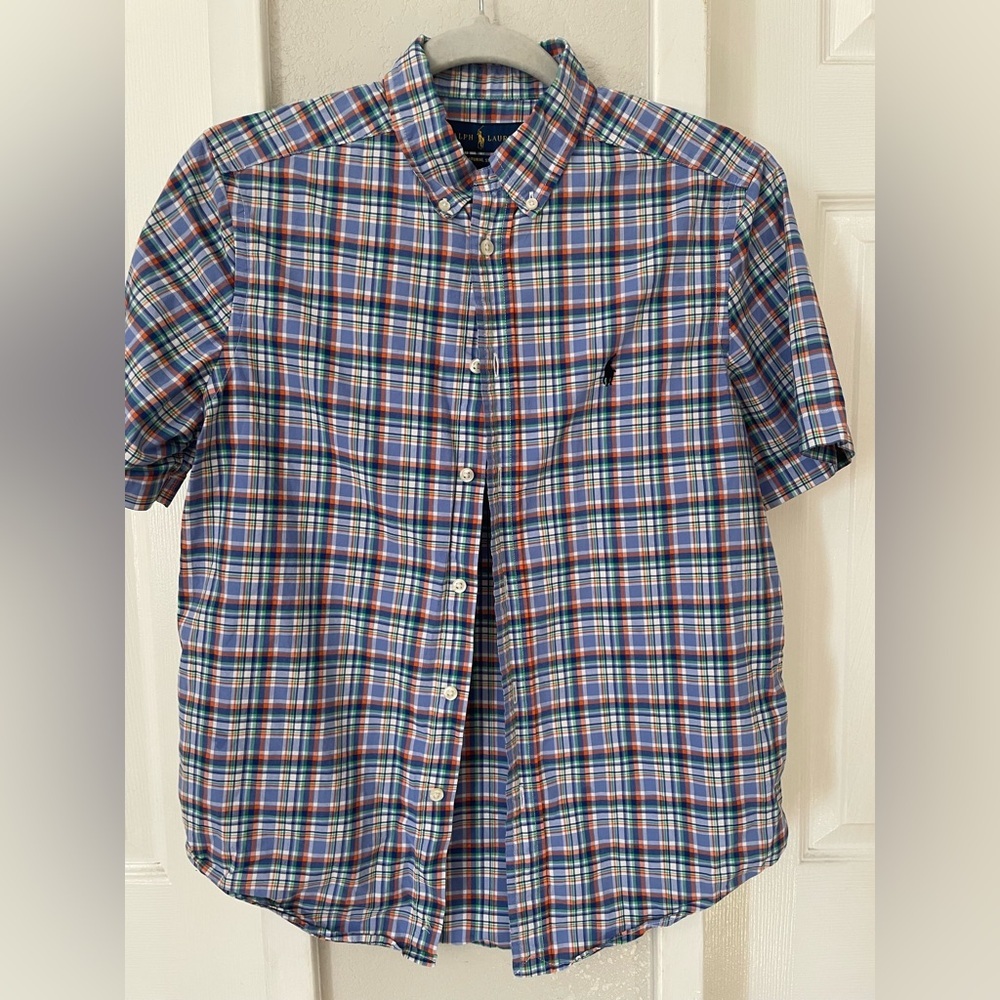 Ralph Lauren Multicolor Plaid Short Sleeve Button-Down Shirt L-14-16